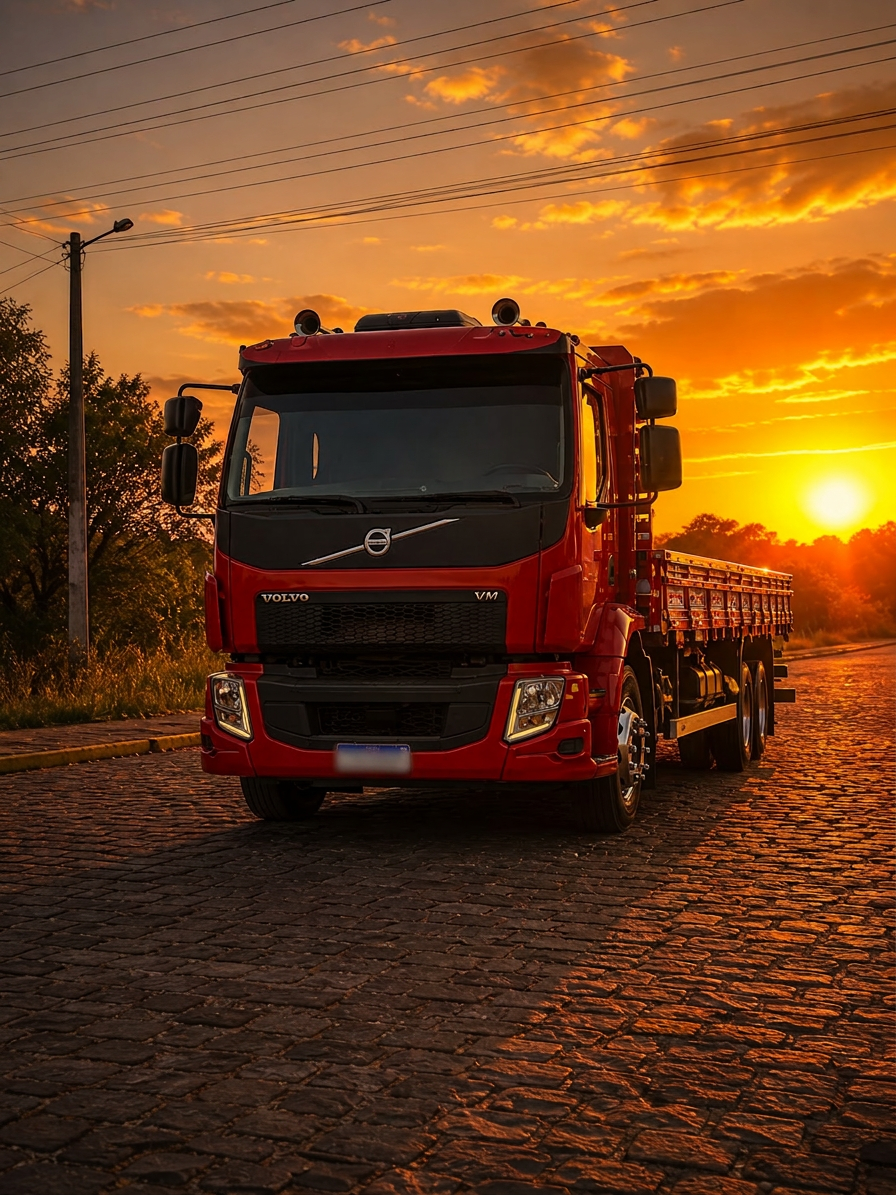Caminhão Volvo VM vermelho da frota Agliatti
